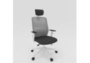 Fauteuil ergonomique blanc avec têtière Scott 1